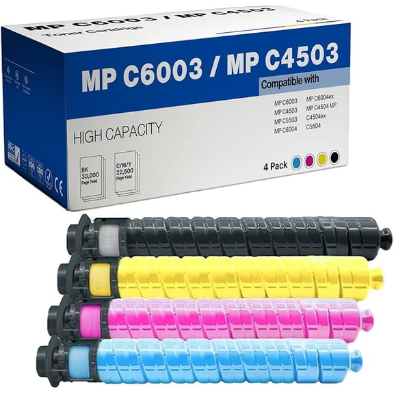 ab Compatible Toner Cartridge Replacement for Ricoh MP C6003/4/503/504 Printer - 841849/51/52/50