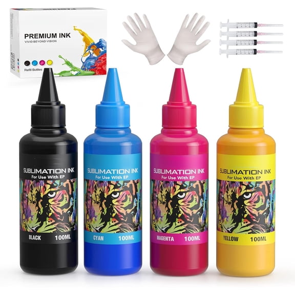 ab FASTINK Sublimation Ink Refill Bottles, 400ML | Anti-UV | Work for ET-2803,ET-2800,ET-2720 Printers,Printers Heat Press Transfer on Mugs, Plates, Polyester Shirts, Phone Cases etc