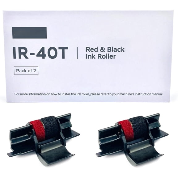 ab IR-40T Ink Roller Cartridge for Printing Calculators and Adding Machines, Black/Red Pack of 2, Used with Casio HR-100TM HR-150TM HR-170RC, Sharp EL-1750V EL-1801V, CP30A CP90A