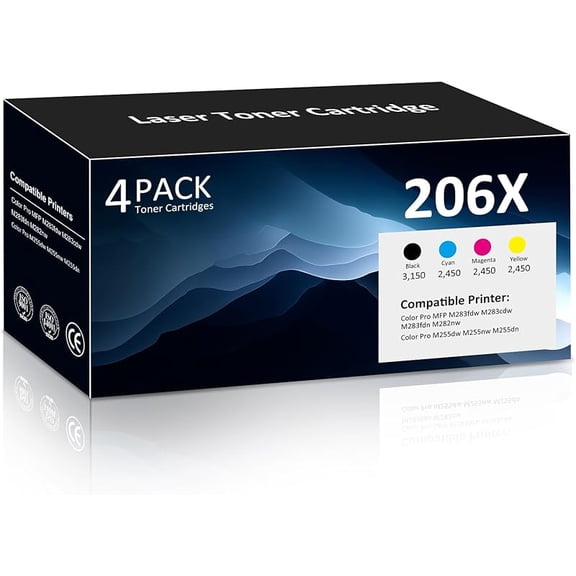ab Toner Cartridges M283fdw M283cdw Toner Compatible for HP 206A 206X for HP Color Laser Jet Pro M255dw M255nw MFP M283fdw M283cdw M282nw M283fdn Printer