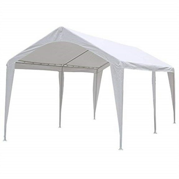 abba patio 10 x 20-feet outdoor carport canopy with 6 steel legs (white)