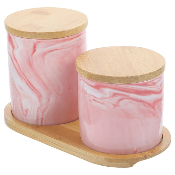 MLINS Pink Ceramic Airtight Tea Can for Storage Kitchen Decoration Sugar Jar and Candy Holder 9.5 oz