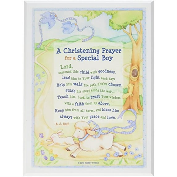 abbey gift boy christening prayer plaque, 7.63 x 5.63