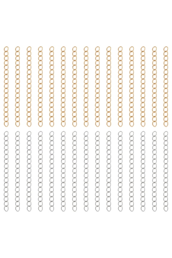 about 100Pcs 2Colors Golden Chain Extension Stainless Steel Bracelet Anklet Extender Chain Soldered Extender Chain 47-53mm