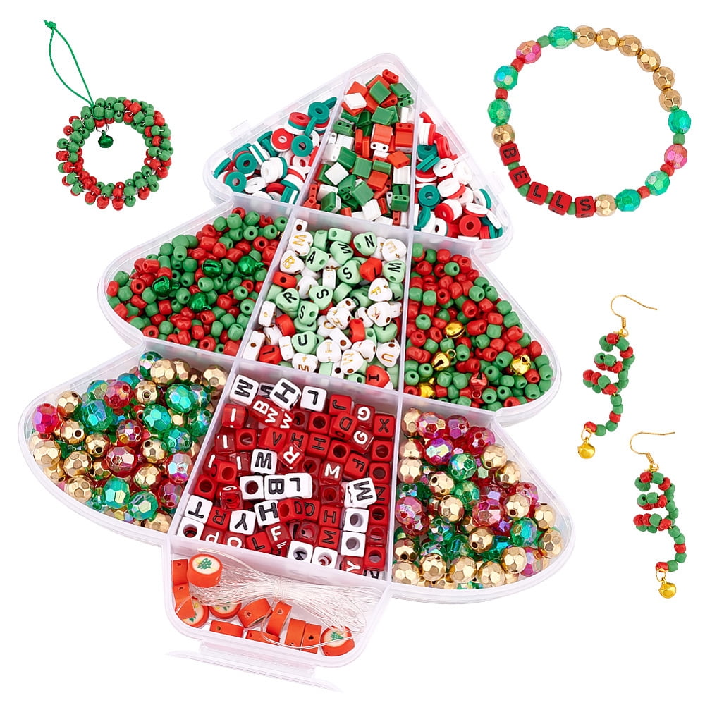 about 1510pcs Christmas Theme DIY Bracelet Making Kit Mixed Color 11x4mm Hole: 1.4mm about 1510pcs/box
