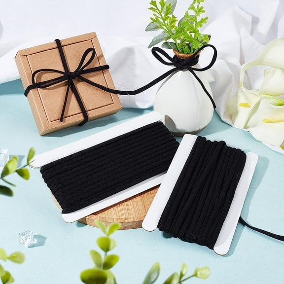 about 21.88 Yards Sewing Elastic Band 5mm Flat Elastic Band Polyester Elastic String Stretchable Cord Ribbon Black