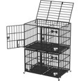 thumbnail image 1 of aboxoo 48 inch Stackable Heavy Duty Metal Dog Crate for 4 Dogs/Large Dog,All Metal Open Top Access,Escape Proof Cage,Dog Kennel Indoor with Wheels,Floor Grid, Tray, Divider and Feeding Bowl, 1 of 15