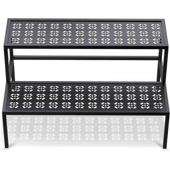 Aboxoo 2-Tiers Metal 31" x 8.9" x 2.5" Plant Stand, Black