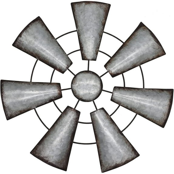 aboxoo Windmill Wall Decor 22in, Rustic Metal Farmhouse Windmill Wall Art Decor, Galvanized Windmill Wall Hanging Home Kitchen Wall Sculpture Art for Bedroom Office Living Room