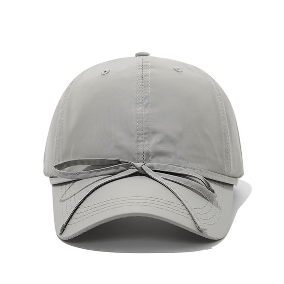 VONCOS Adjustable Baseball Cap for Women Cotton Breathable Sun Hat with Bow Foldable Soft Gray Casual Cap