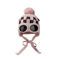 thumbnail image 1 of absanyy Knitted Aviator Hats for Women Soft Warm Earflap Plaid Winter Hats,Cute Pom-pom,for Cold Weather Outdoor,Pink, 1 of 2