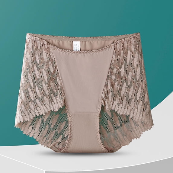 VONCOS Lace Trim Womens High Waisted Panties - Coffee Soft Stretch Full Coverage Boyshorts for Tummy Control (L XL XXL),Size XL