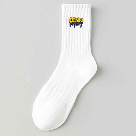 VONCOS Mens Athletic Crew Socks 6-Pack, Pima Cotton Sports Socks for Workout & Running, Moisture Wicking Gym Socks with Embroidered Logo, White,Size Free Size