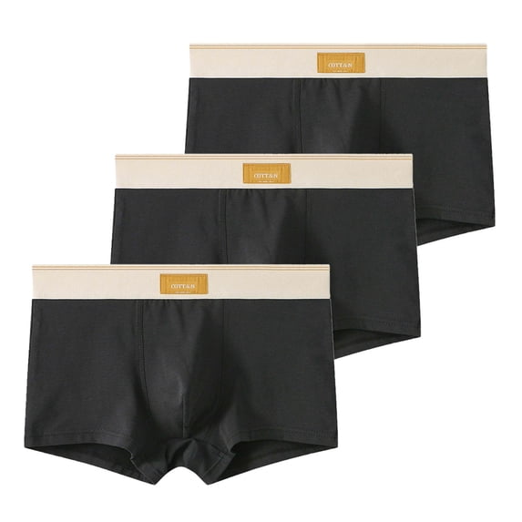 absanyy Mens Boxer Briefs 3-Pack, 100% Cotton Soft Breathable Underwear