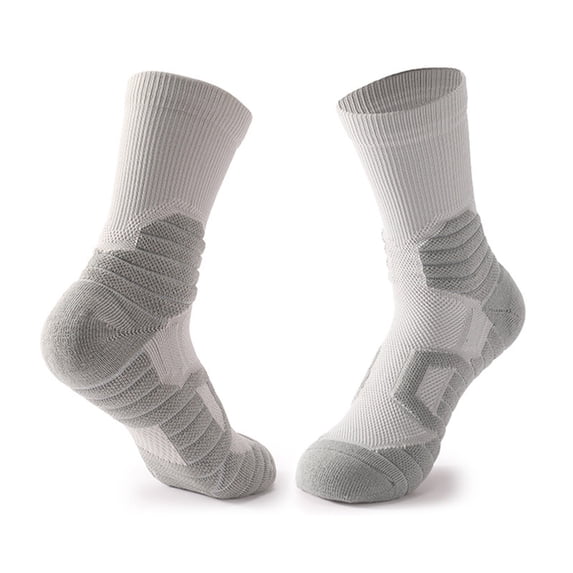 VONCOS Mens Performance Basketball Socks Gray, Cushioned Crew Athletic Socks for Sports & Gym - Breathable Workout Socks with Reinforced Heel Toe,Size Free Size