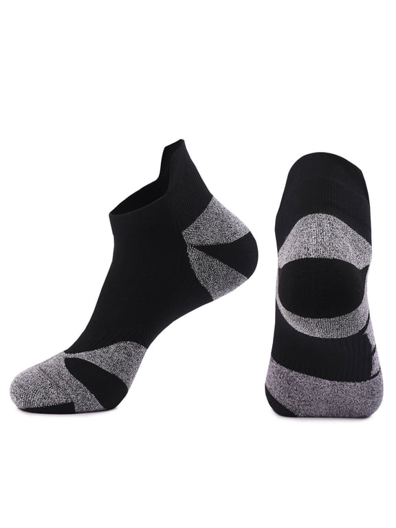 Mens Performance Running Socks Gray, Breathable Workout Socks with Cushioned Heel Toe & Arch Support for Training Gym Basketball,Size Free Size
