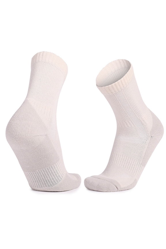 Mens Performance Ski & Hiking Socks, Thermal Merino Wool Blend Cold Weather Crew Socks with Cushioned Support White,Size L