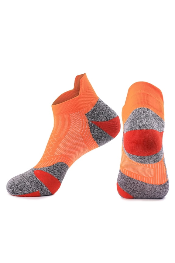 Mens Running Socks Orange, Performance Athletic Socks with Breathable Mesh, Arch Support & Cushioning for Gym Training Basketball,Size Free Size