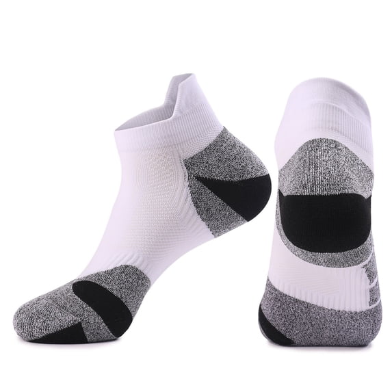 VONCOS Mens Running Socks White, Performance Athletic Socks with Breathable Mesh, Cushioned Heel & Toe for Training Gym Basketball,Size Free Size