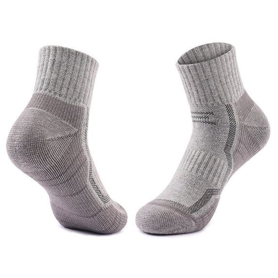 VONCOS Mens Wool Socks for Hiking Merino Gray - Trekking & Outdoor Crew Socks, Cushioned Breathable Moisture Wicking,Size Free Size