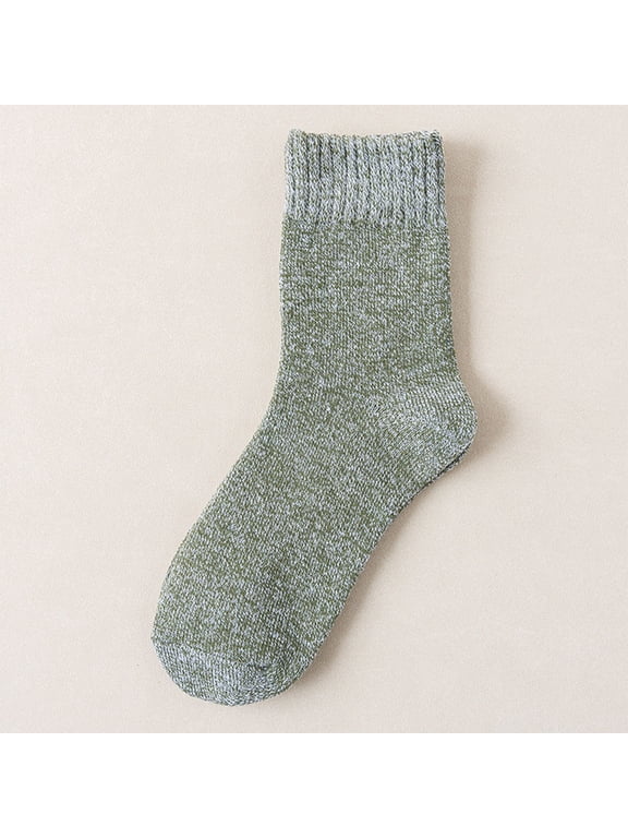 Soft Stretchy Womens Crew Socks, Green Marled Everyday Casual Socks with Seamless Toe & Reinforced Heel, One Size Fits Shoe 5-9,Size Free Size