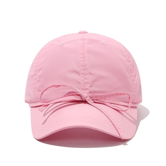 VONCOS Womens Baseball Cap Cotton with Bow Adjustable & Breathable Sun Hat Lightweight Foldable Pastel Pink Cap for Women