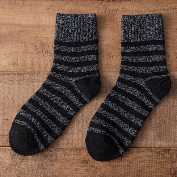 VONCOS Womens Black Striped Crew Socks - Stretchy, Breathable, Seamless Toe for Everyday Casual Wear,Size Free Size