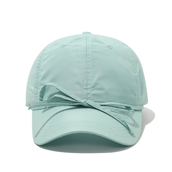 VONCOS Womens Cotton Baseball Cap with Bow Adjustable Breathable Sun Hat for Women Foldable Light Blue Cap