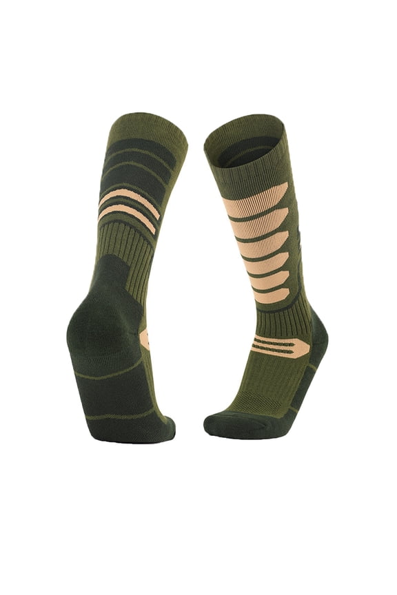 Womens Green Over the Calf Socks, Thermal Knee High Hiking & Ski Socks, Moisture Wicking Warm Cushioned Socks,Size Free Size