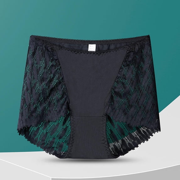 VONCOS Womens High Waisted Panties - Black Tummy Control Boyshorts with Lace, Soft Stretch Full Coverage Underwear (Sizes L XL XXL),Size 2XL