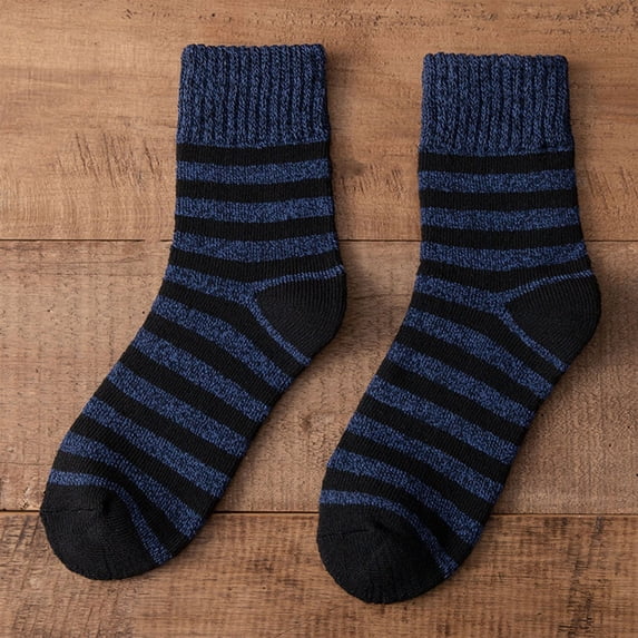 VONCOS Womens Navy Striped Crew Socks - Durable & Stretchy Everyday Socks with Seamless Toe, Breathable for Casual Comfort and Lounging,Size Free Size