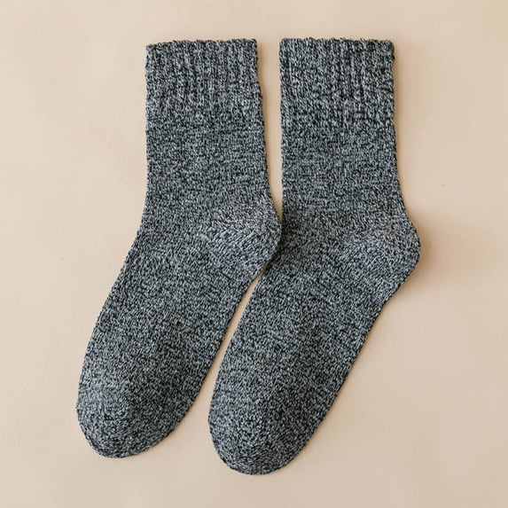 VONCOS Womens Thermal Crew Socks - Heathered Knit Soft Warm Winter Socks with Ribbed Cuff, Black (1 Pair),Size Free Size