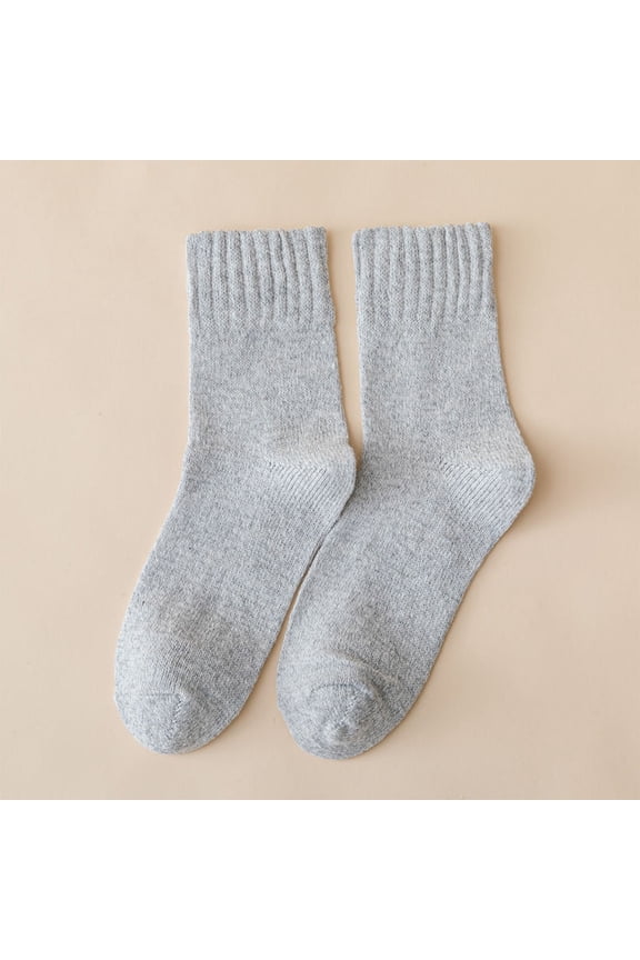 Womens Thermal Crew Socks, Winter Boot Socks for Women - Soft Heathered Knit with Ribbed Cuff, Warm Everyday Casual Socks, Gray (1 Pair),Size Free Size