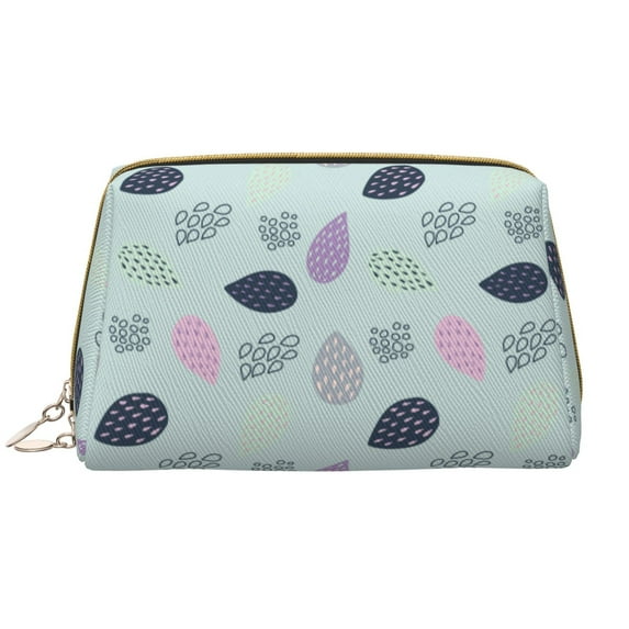 abstractly colorful strawberry Makeup Bag, Large Capacity Travel Cosmetic Bag for Women Girls- Travel Toiletry Bag Leather Portable Waterproof Makeup Case Organizer with Handle