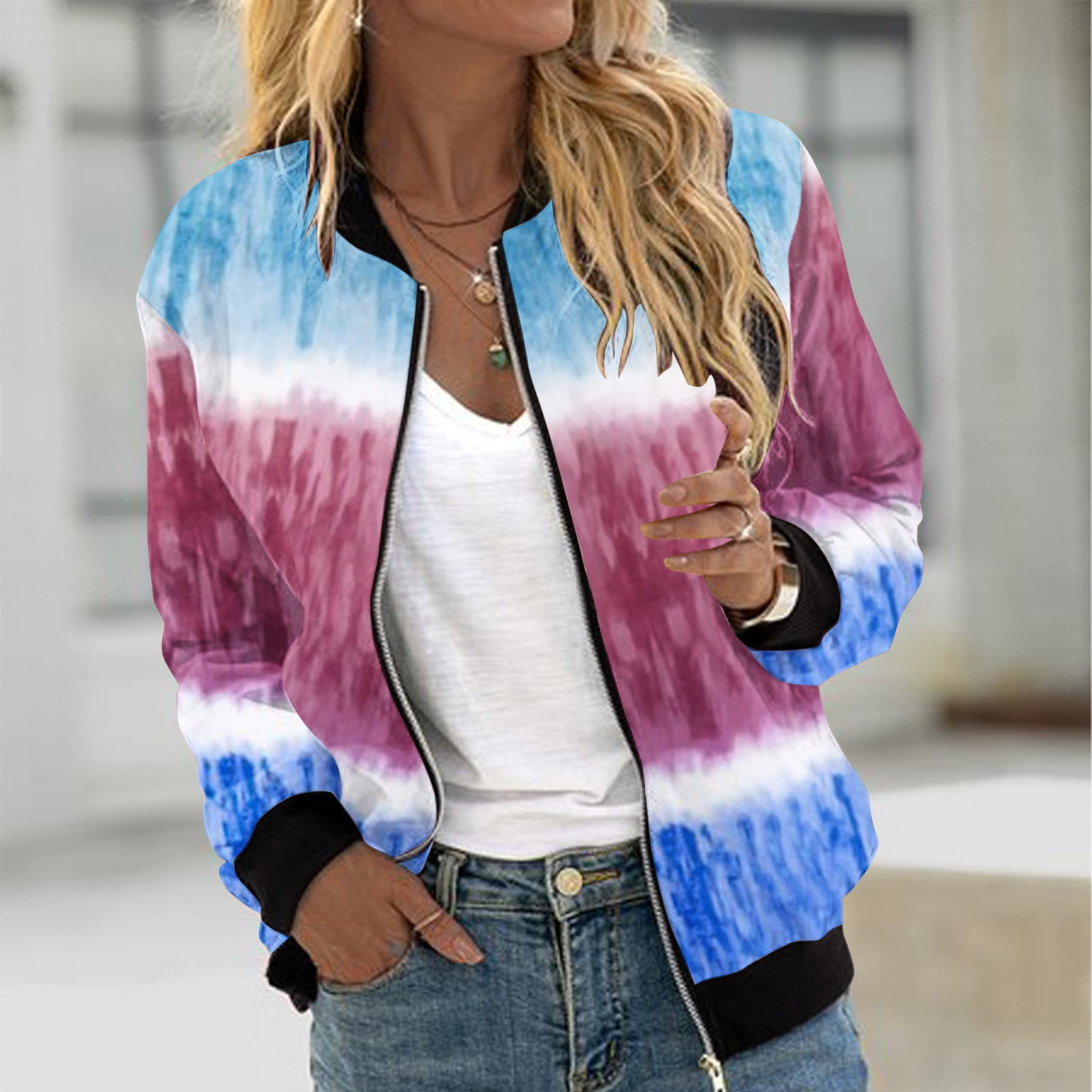 absuyy Coats for Women 2023 MidLength Zipper without hoods Purple