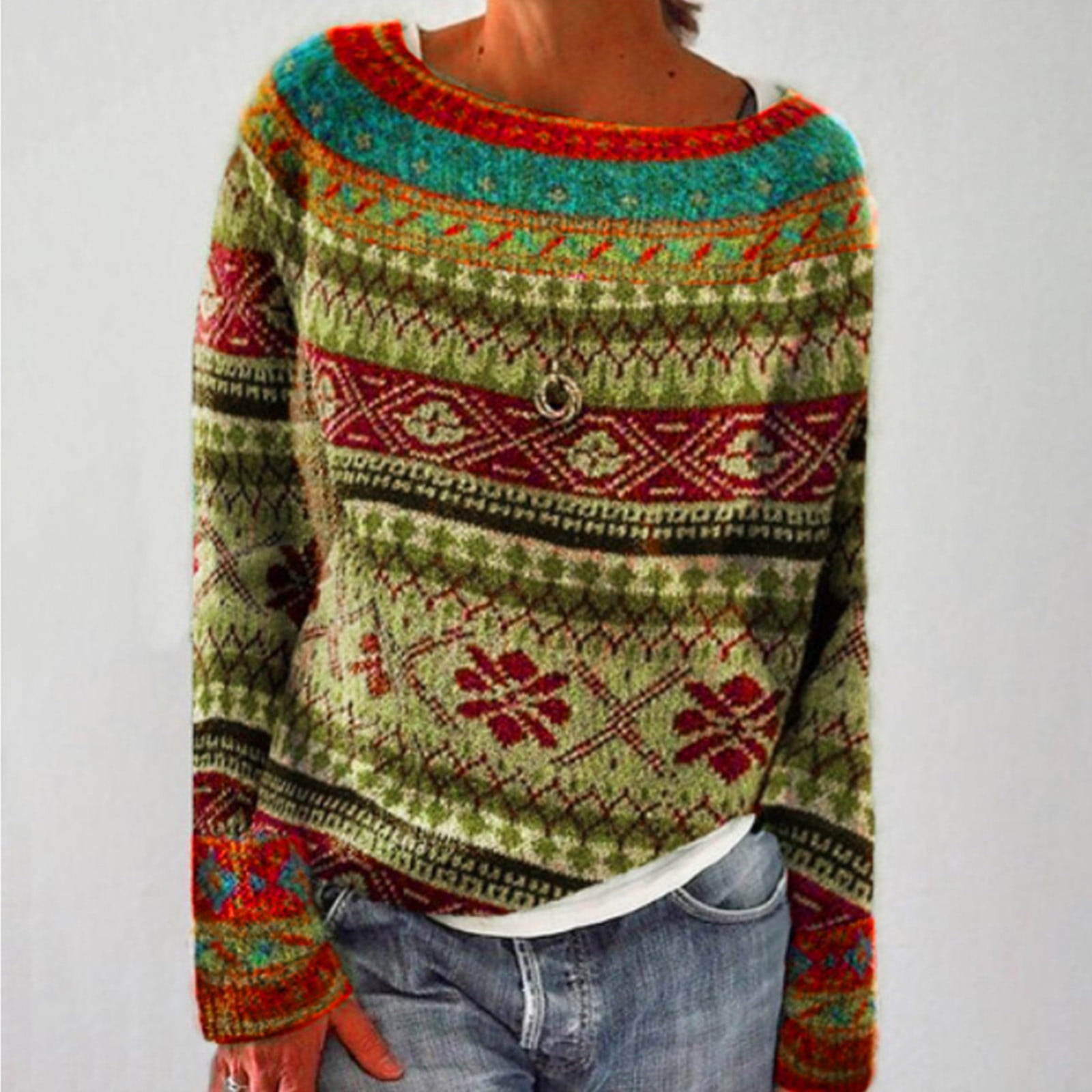 Colored Printed Soft Comfortable Warm Sweater main image 1