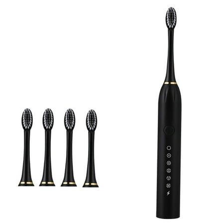 absuyy Electric Toothbrushes with 4 Replacement Brush Heads Rechargeable Whitening Power Sonic Tooth Brush for Adults and Kids ,Smart Timer ,6 Modes ,1 Count