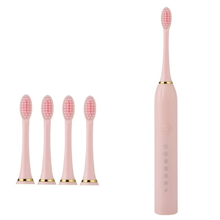 absuyy Electric Toothbrushes with 4 Replacement Brush Heads Rechargeable Whitening Power Sonic Tooth Brush for Adults and Kids ,Smart Timer ,6 Modes ,1 Count