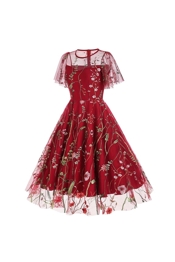 Evening Gowns for Women Formal Long Sleeved V Neck Lace Gown Dresses Red Size XL