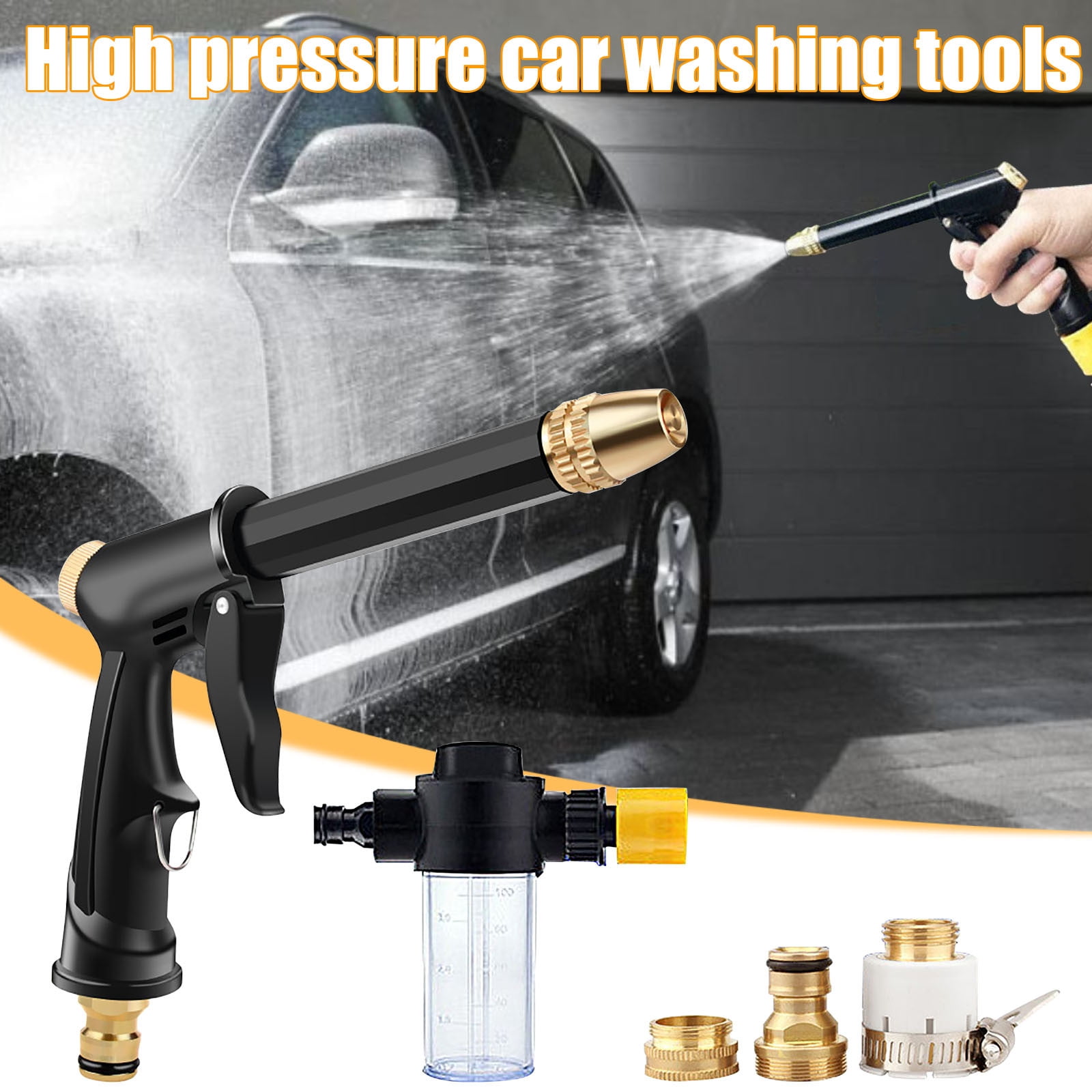 absuyy Garden Water Hose Nozzle Sprayer - High Pressure Heavy Duty Hand Sprayer  Car Washing Metal Spray Gun for Outdoor Gardening,Pets Shower,Patio  Cleaning 