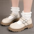 thumbnail image 1 of absuyy Girls' Chunky Platform Mary Jane Shoes with Adjustable Buckle Straps, Easy-Clean PU Faux Leather for School & Casual, Beige, US 9.5-2.5 Youth,Size 9-9.5T, 1 of 5