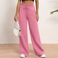 thumbnail image 1 of absuyy High Waisted Sweatpants for Women Wide Leg Workout Pants Soft Warm Fall Winter Trousers with Pockets Pink L, 1 of 7