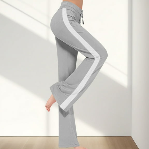 absuyy High Waisted Yoga Pants for Women Tummy Control Wide Leg Workout Pants Soft Casual Sports Trousers Gray 2XL