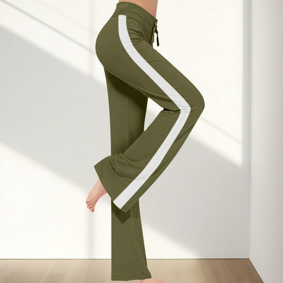 absuyy High Waisted Yoga Pants for Women Tummy Control Wide Leg Workout Pants Soft Casual Sports Trousers Green L