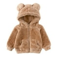 thumbnail image 1 of absuyy Male and Female Babies Hoodies Pulsh Tops Warm Jacket Khaki Size 2 Years, 1 of 8
