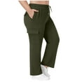 thumbnail image 1 of absuyy Plus Size Cargo Pants for Women High Waisted Multiple Pockets Workout Pants Baggy Casual Trousers Green 2XL, 1 of 6