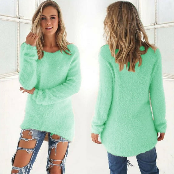 absuyy Sweaters for Women Clearance Long Sleeve Knitted Christmas Printed Crewneck Pullover Fashion Winter Sweaters for Women Green Size S