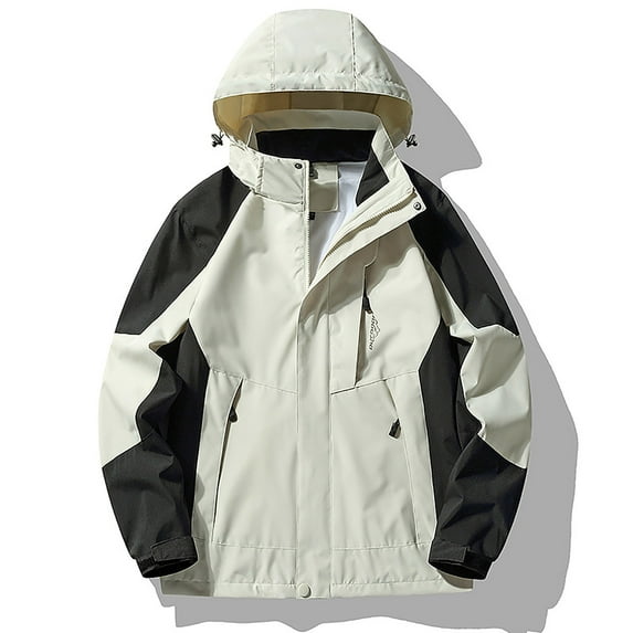 absuyy Windbreaker Jackets for Women with Hood Outdoor Walking Single-Layer Charge Lightweight Zip up Warm Windproof White Rain Coat Size L