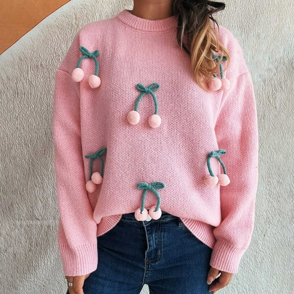 absuyy Winter Sweaters for Women Cute Knit Sweaters 2025 Loose Warm Long Sleeve Fall Tops