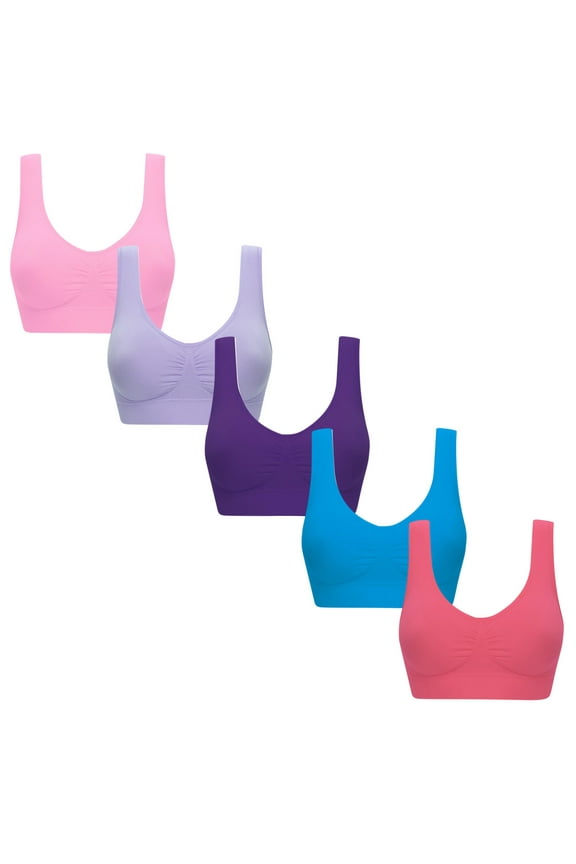 Women Bras Plus Size 5 Pack Full Cup Stretch Breathable Ultra-thin Yoga Bra Multicolor Tank Top Size 6XL